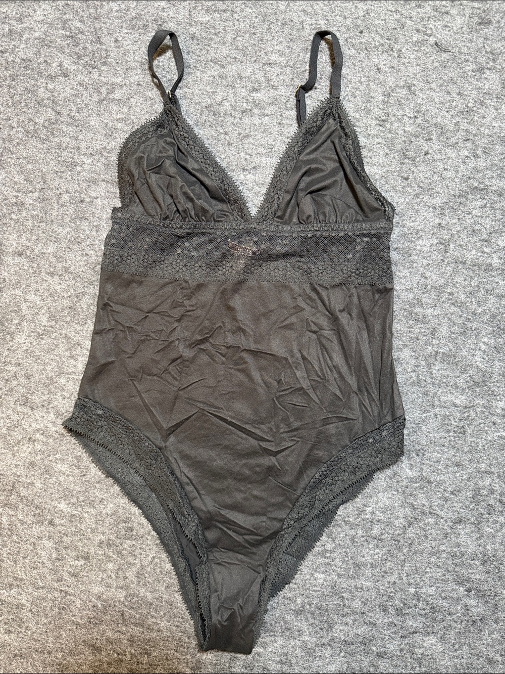 Victoria's Secret Black Cotton & lace  bodysuit size M